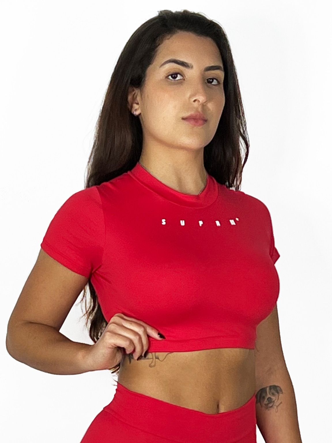 Cropped manga curta vermelho | Suprm