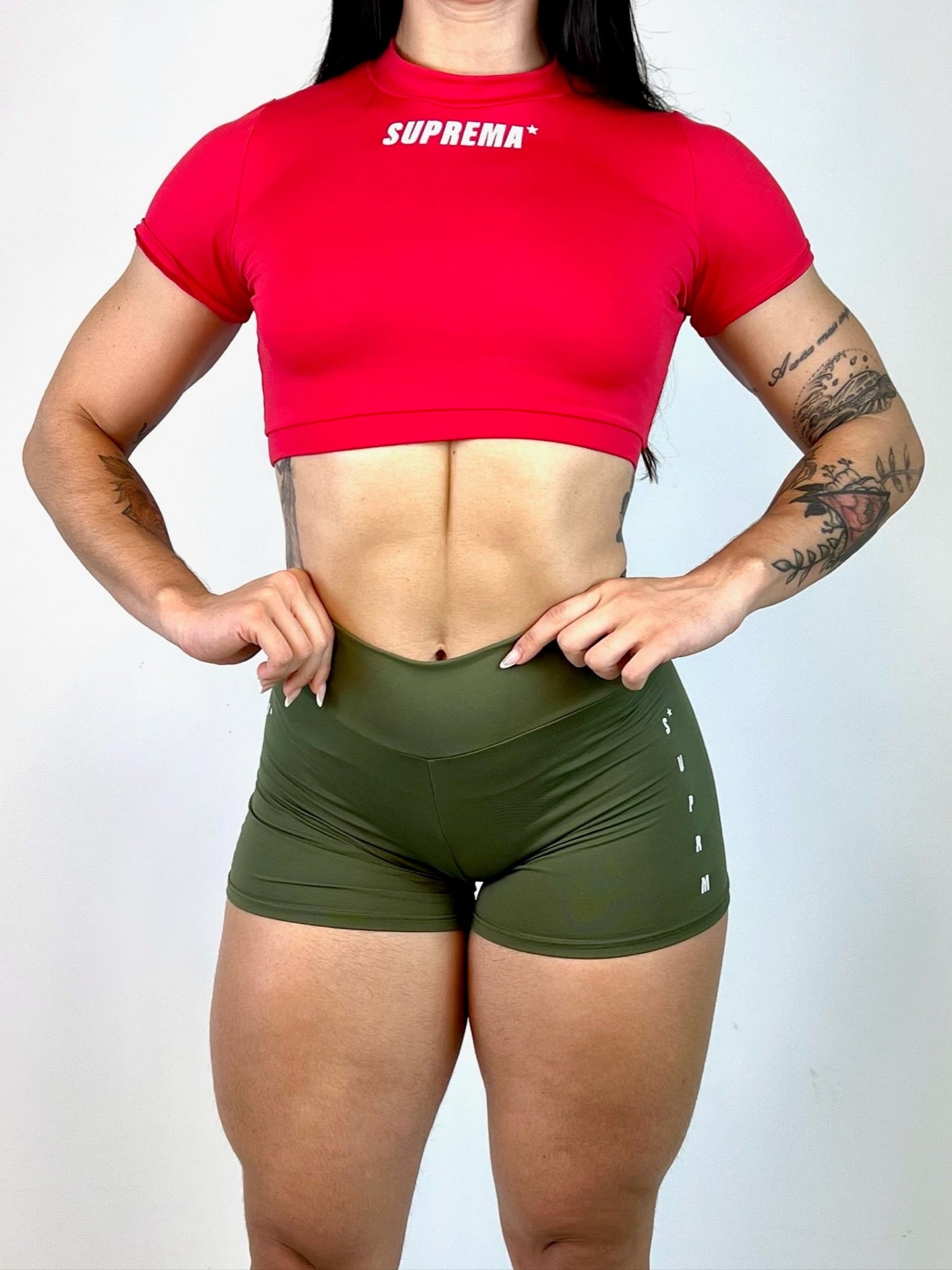 Cropped manga curta vermelho | Suprema