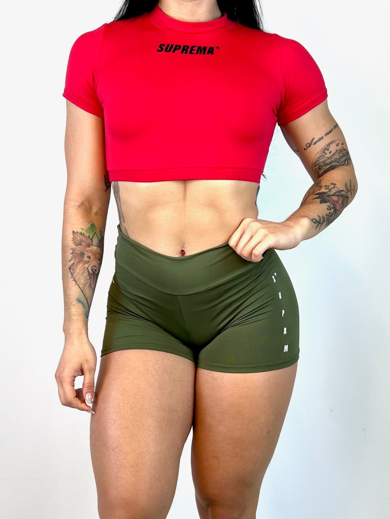 Cropped manga curta vermelho | Suprema