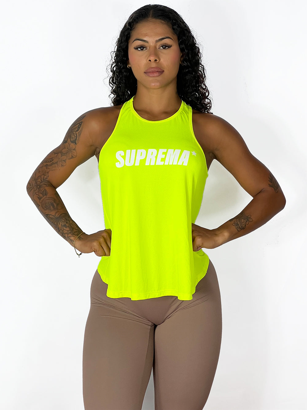 Regata clássica amarelo neon | Suprema branco
