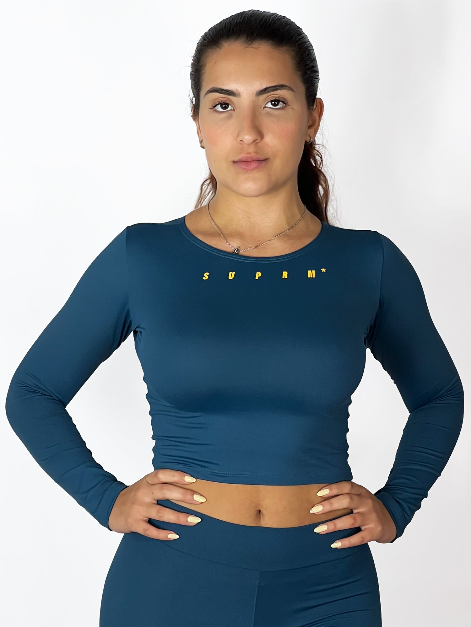 Cropped manga longa azul FBI| Suprm