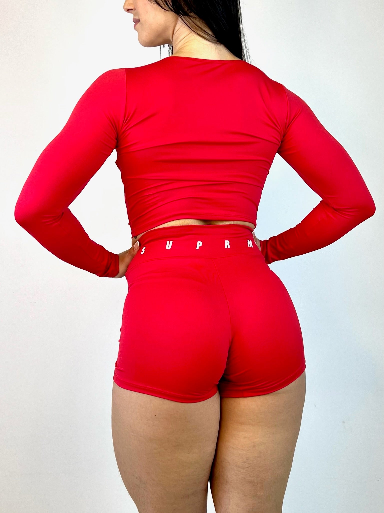 Cropped manga longa | Vermelho | Suprema preto