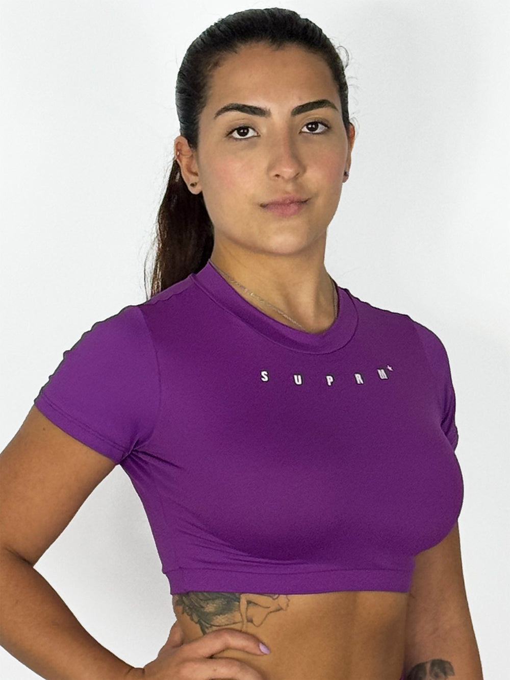 Cropped manga curta roxo violeta | Suprm