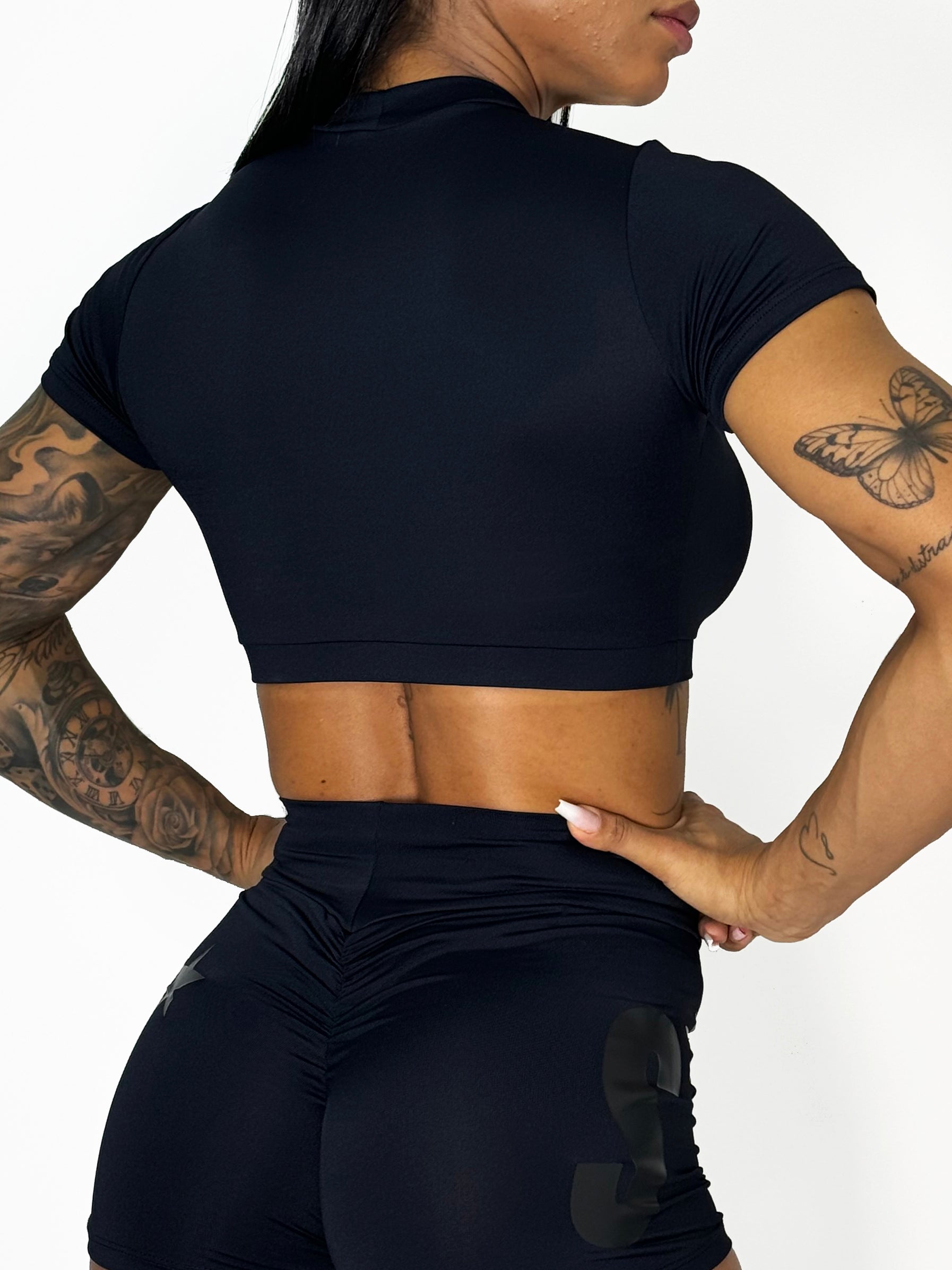 Cropped manga curta | Preto Allblack | S