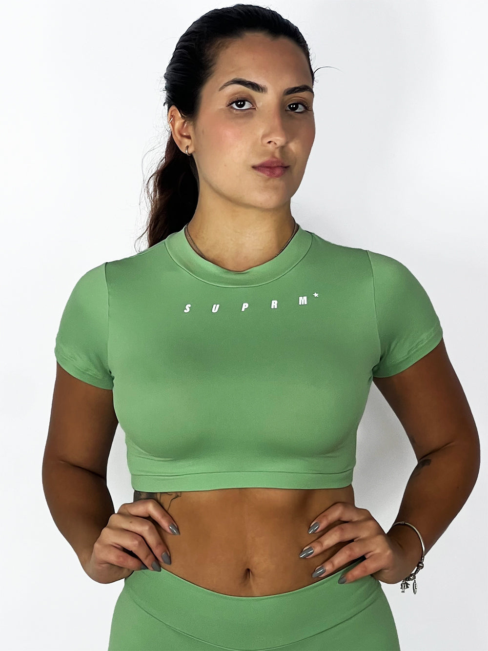 Cropped manga curta verde menta | Suprm